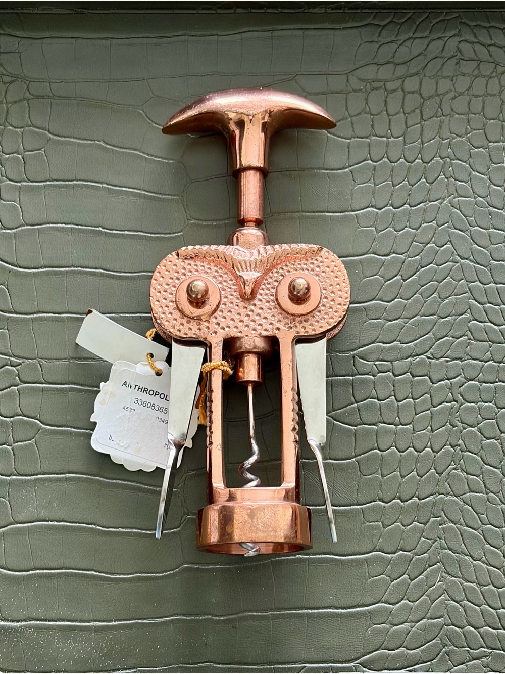 Anthropologie Noctua Wing Owl Corkscrew Discontinued Barware Wine Accessory NWT